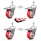 Service Caster 4 Inch Red Polyurethane Swivel 3/8 Inch Stem Caster Set with Total Lock Brake SCC-TSTTL20S414-PPUB-RED-381615-4 - alternate 2